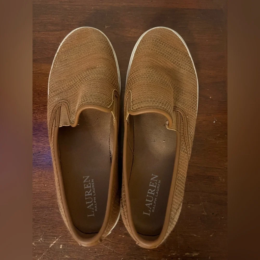 Lauren Ralph Lauren Brown Textured Slip-On Flats size 7.5